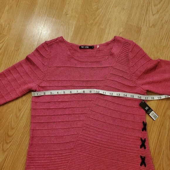 NIC+ZOE  Cross Stitch Sweater sz XS in Pink - Picture 8 of 13